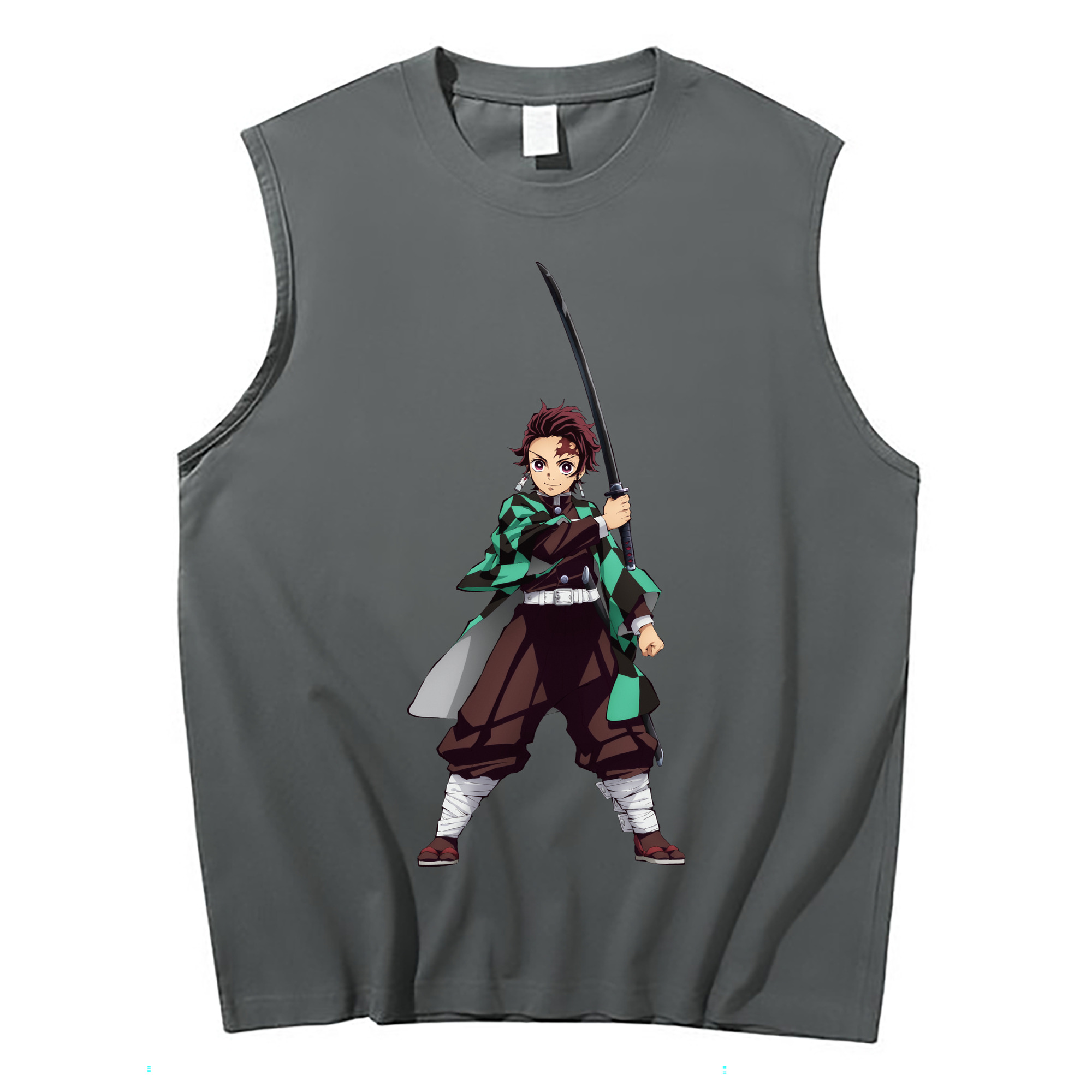 （画像用） 鬼滅の刃 竈門 炭治郎／かまど たんじろう Kamado Tanjirou コットン100％タンクトップ（フロントプリント）